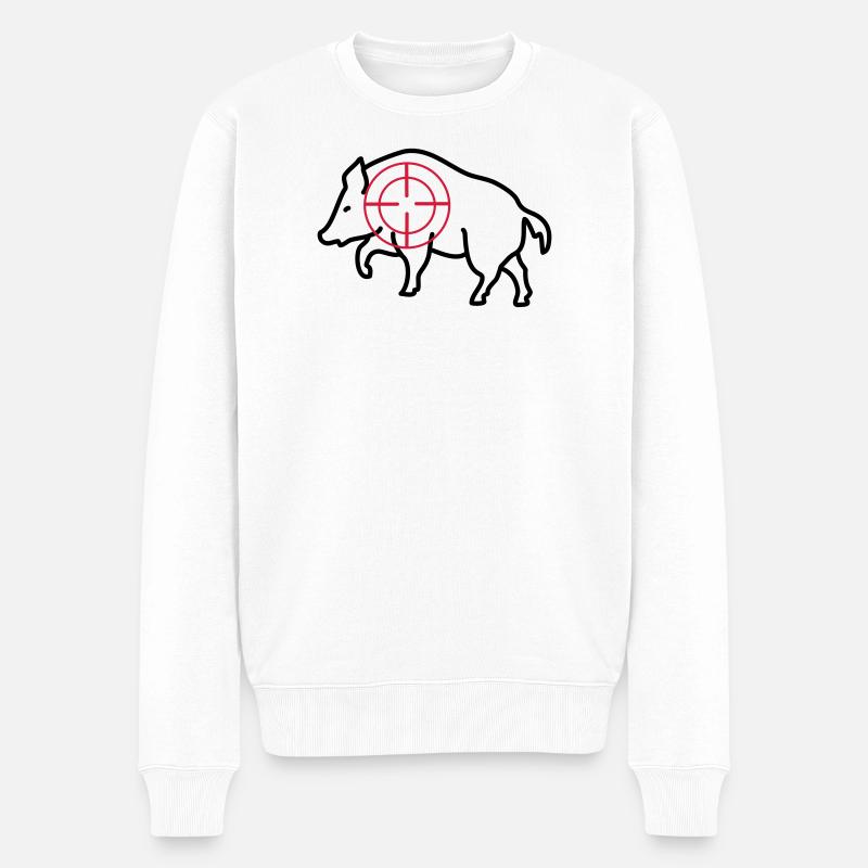 wildschwein jäger jagd - Männer Premium Bio Pullover - Weiß