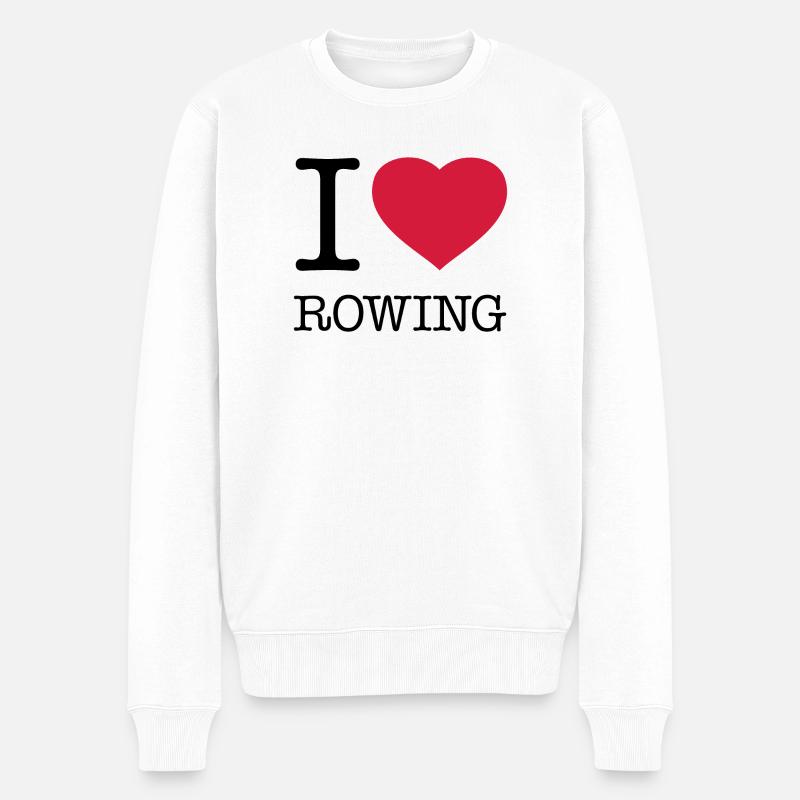 I LOVE ROWING Rudern - Männer Premium Bio Pullover - Weiß