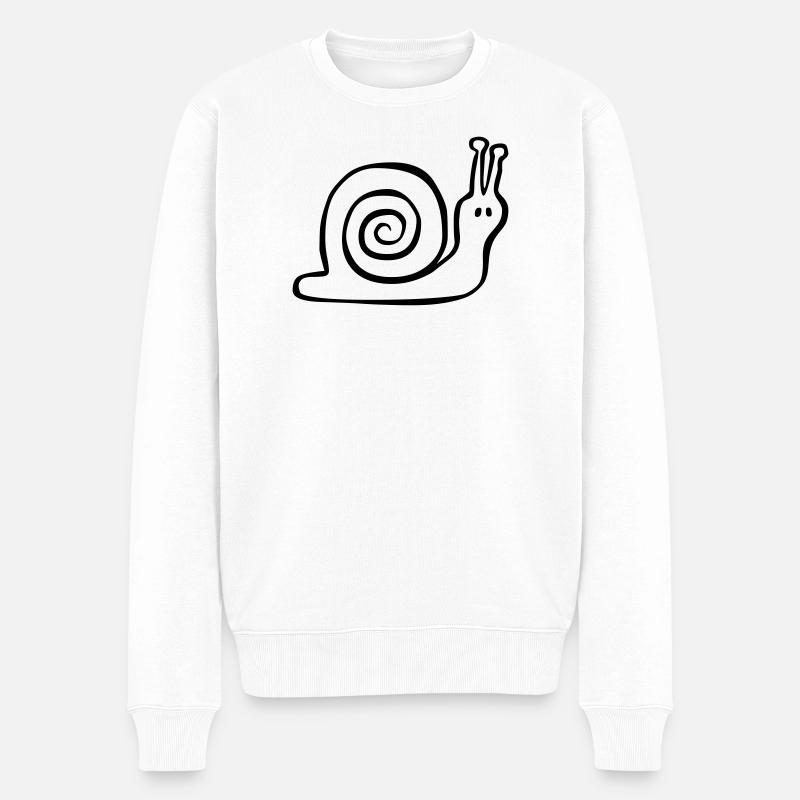 Handgezeichnete Schnecke - Männer Premium Bio Pullover - Weiß
