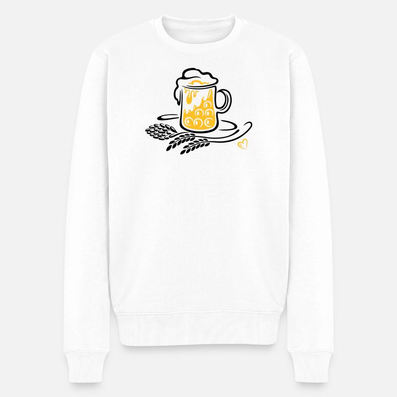 Bière Bière Mug Houblon Blé - Pull Premium bio Homme - blanc