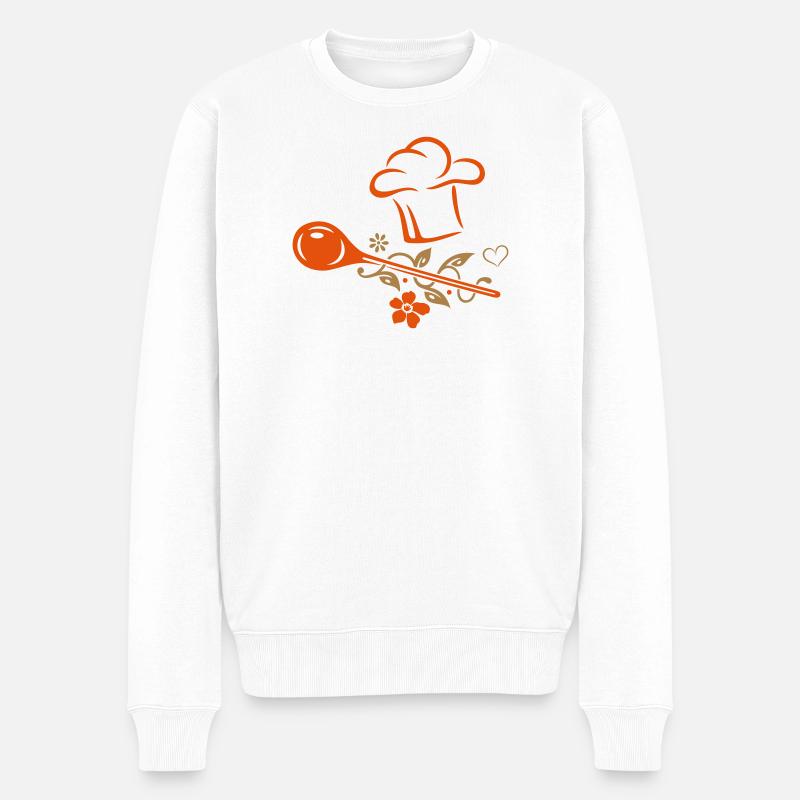 Gesund kochen, Kochmütze, Gesundheit - Männer Premium Bio Pullover - Weiß