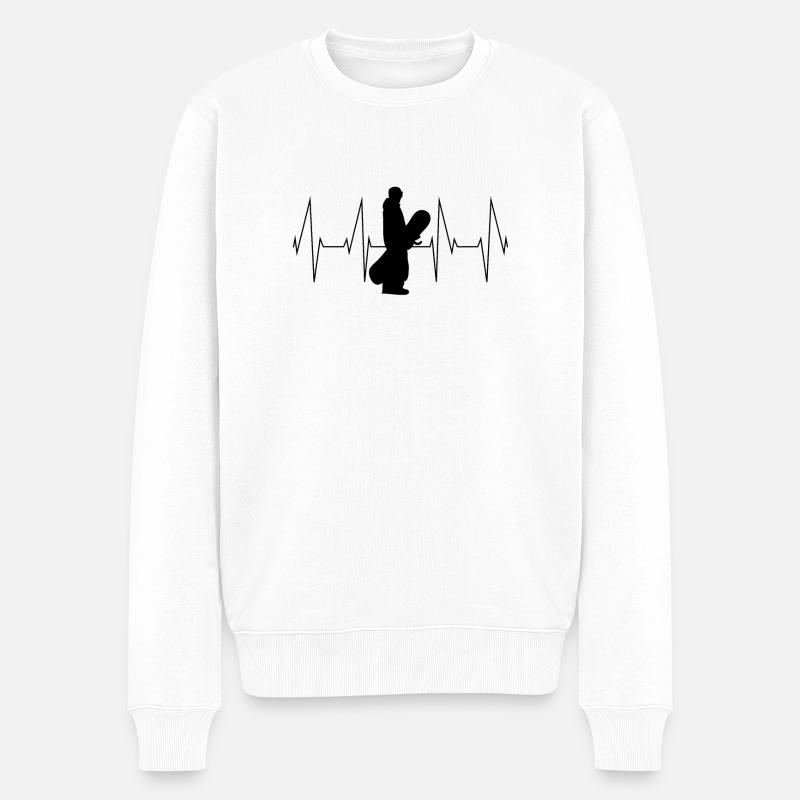 Snowboard Herzschlag - Männer Premium Bio Pullover - Weiß