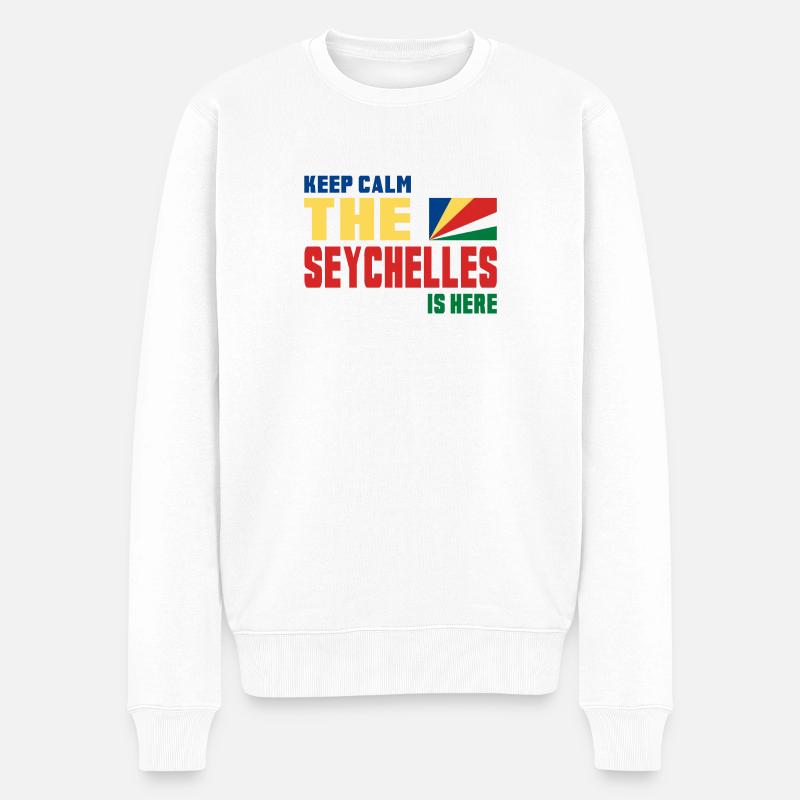 Keep Calm Seychelles design / gift flag - Pull Premium bio Homme - blanc