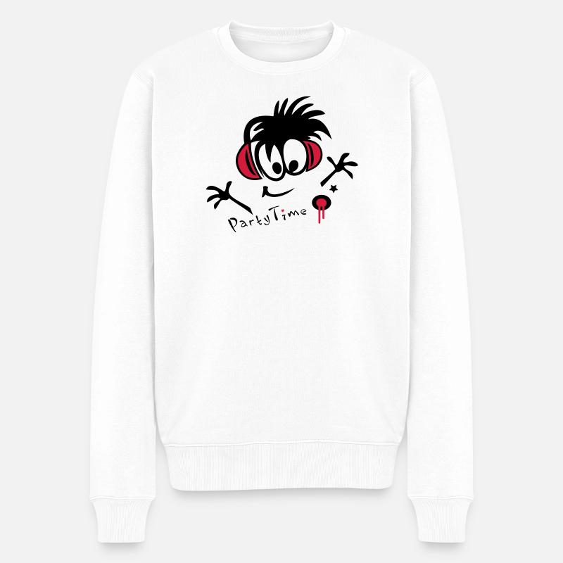 DJ, Disco, Party - Männer Premium Bio Pullover - Weiß