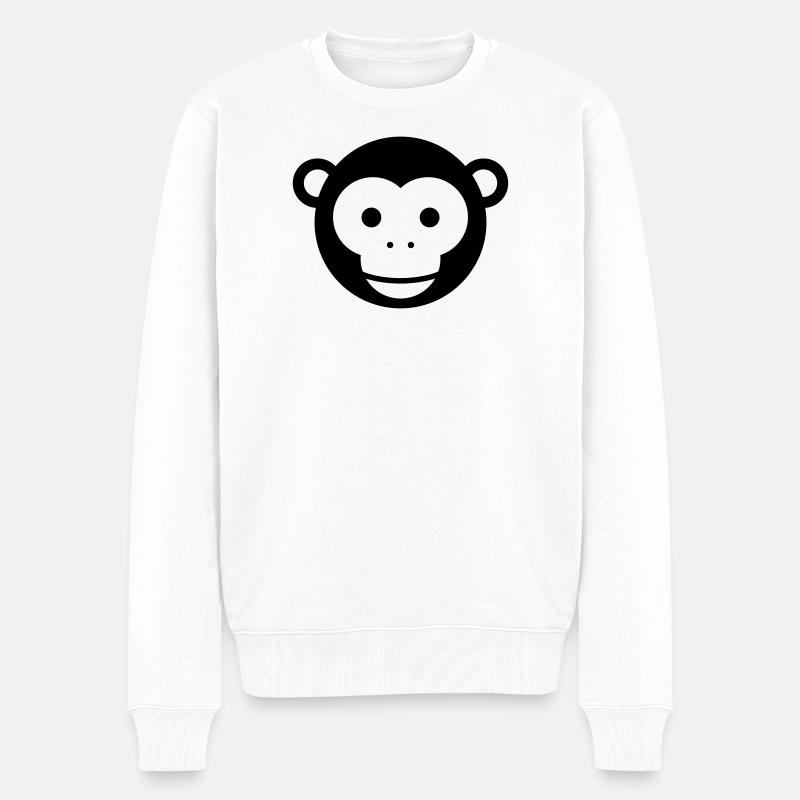 Tête de singe - Dessin animé mignon au visage de singe - Pull Premium bio Homme - blanc