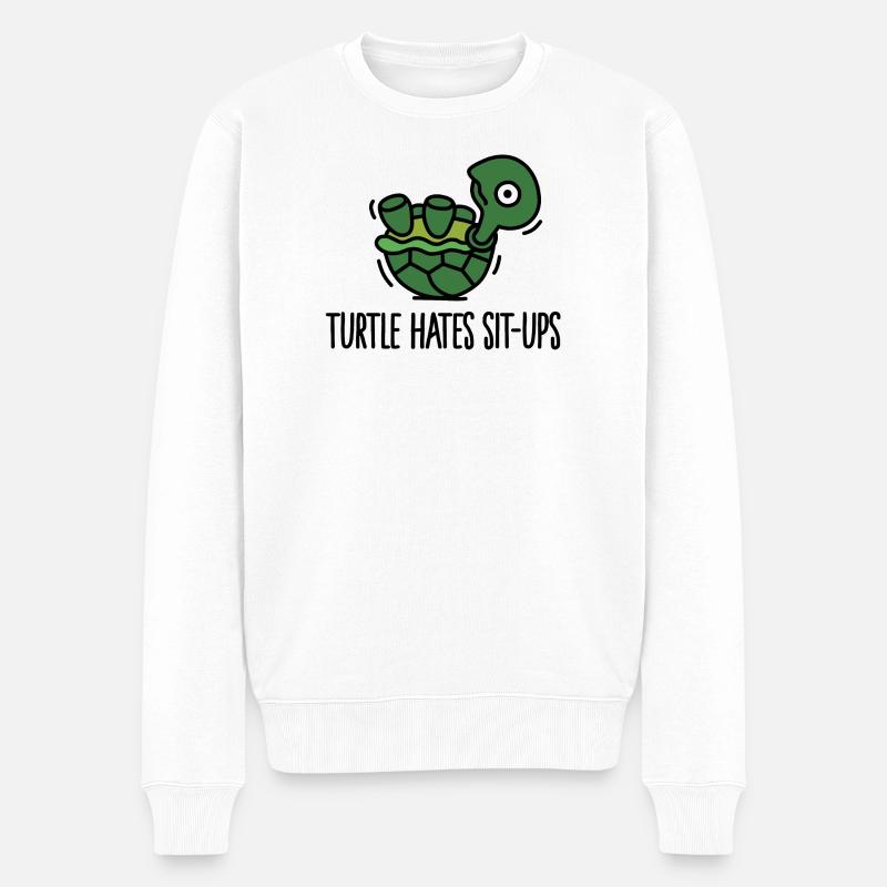 Turtle hates sit-ups - Pull Premium bio Homme - blanc