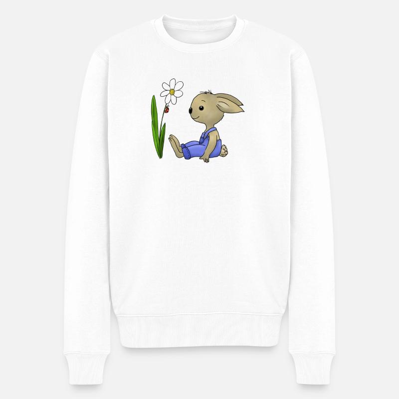 Hase und Marienkaefer - Männer Premium Bio Pullover - Weiß
