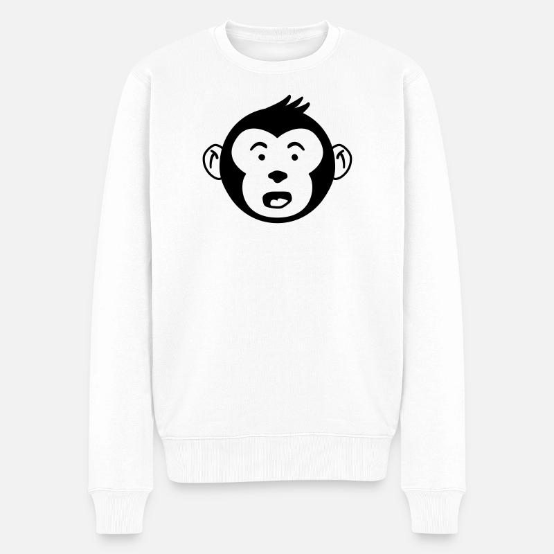 Niedlicher Affenkopf – Lustiges Affen Design - Männer Premium Bio Pullover - Weiß