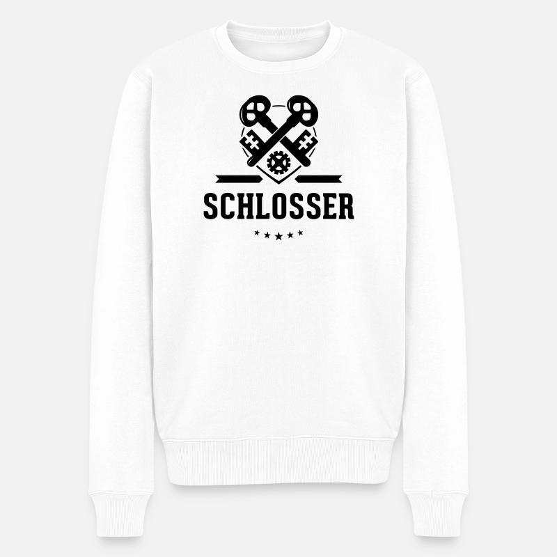Schlosser Zunftzeichen mit Schriftzug - Männer Premium Bio Pullover - Weiß