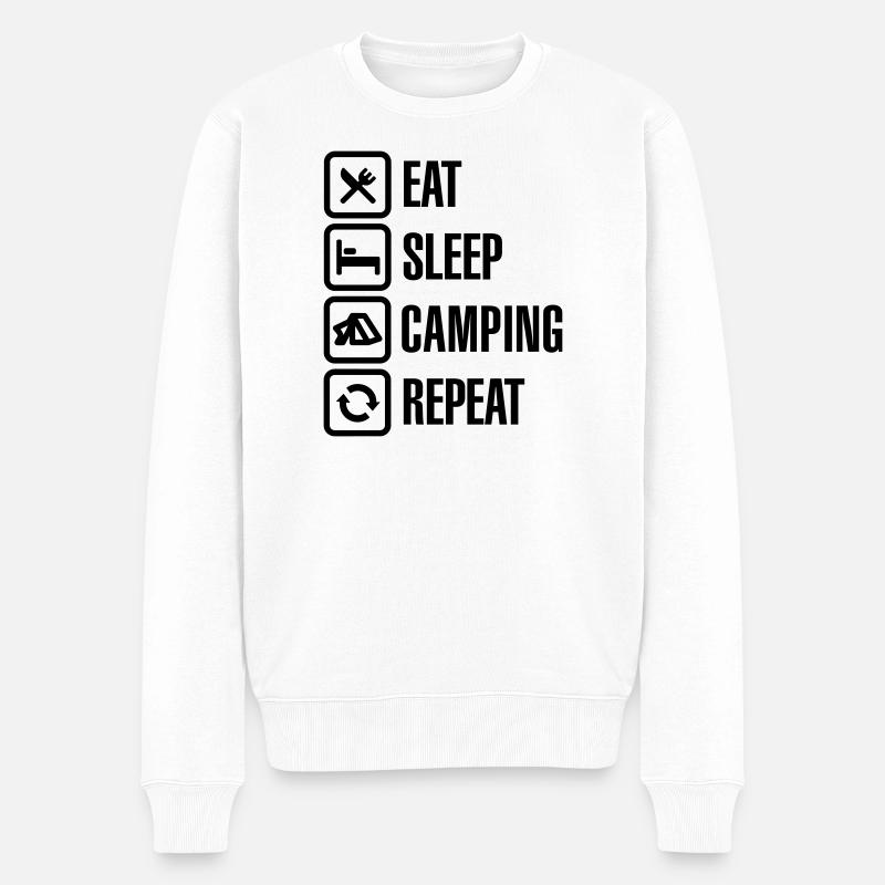 Eat Sleep Camping Repeat - Pull Premium bio Homme - blanc