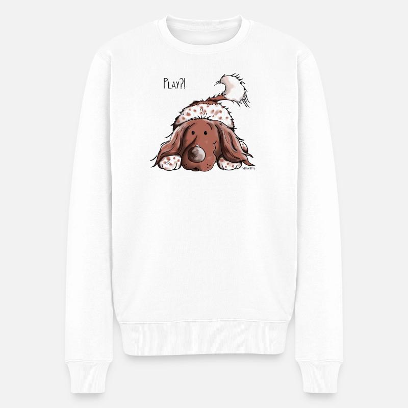 Happy Münsterländer - Männer Premium Bio Pullover - Weiß