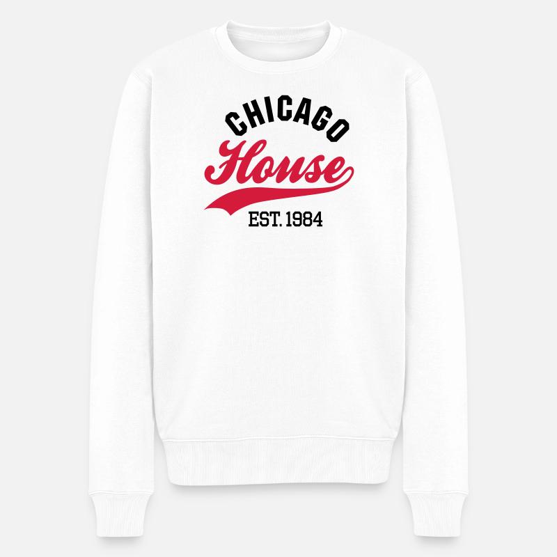 Chicago house est. 1984 - Männer Premium Bio Pullover - Weiß