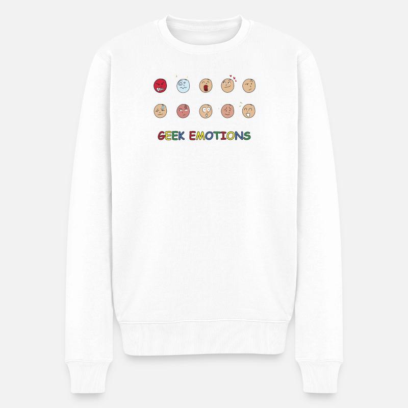 GEEK EMOTIONS - Texte BLANC - Pull Premium bio Homme - blanc