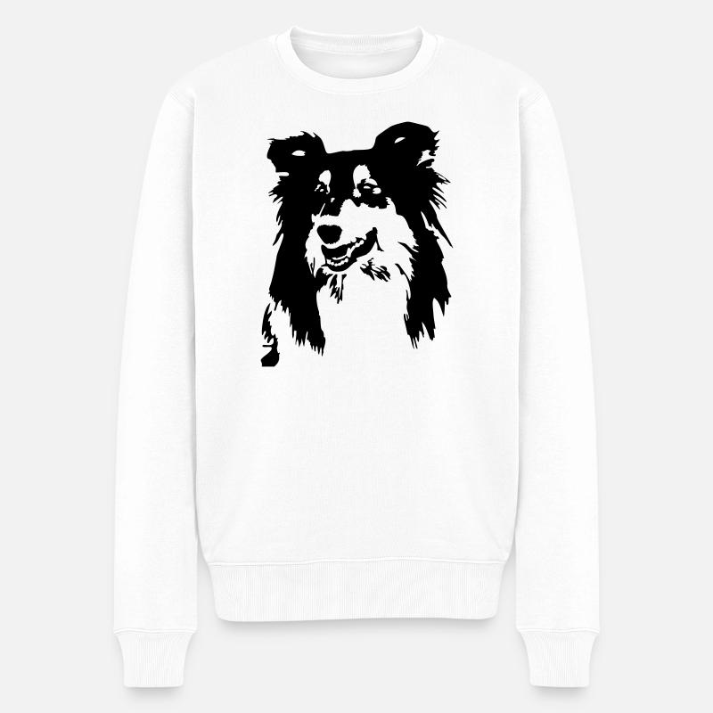 Collie Kopf - Männer Premium Bio Pullover - Weiß