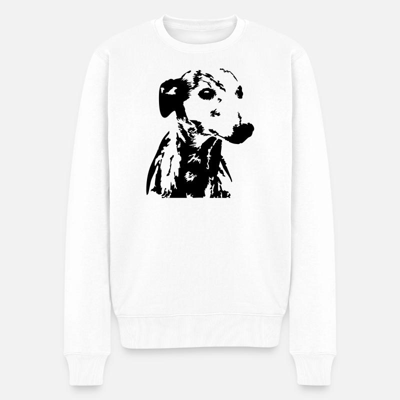 Whippet Kopf - Männer Premium Bio Pullover - Weiß
