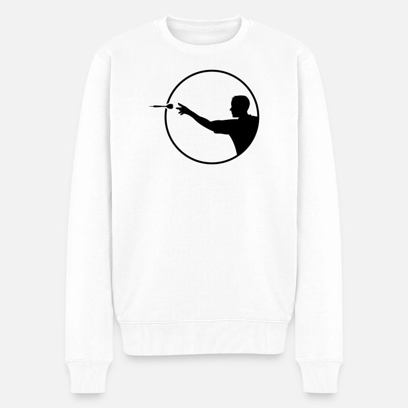 dartspieler sport logo - Männer Premium Bio Pullover - Weiß