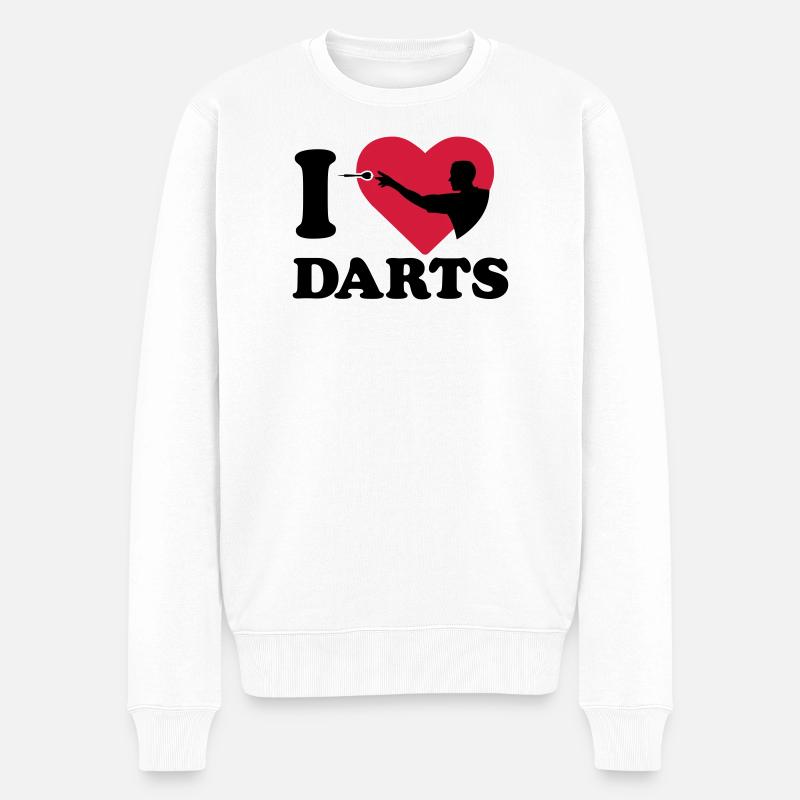 i love darts dartsport - Männer Premium Bio Pullover - Weiß