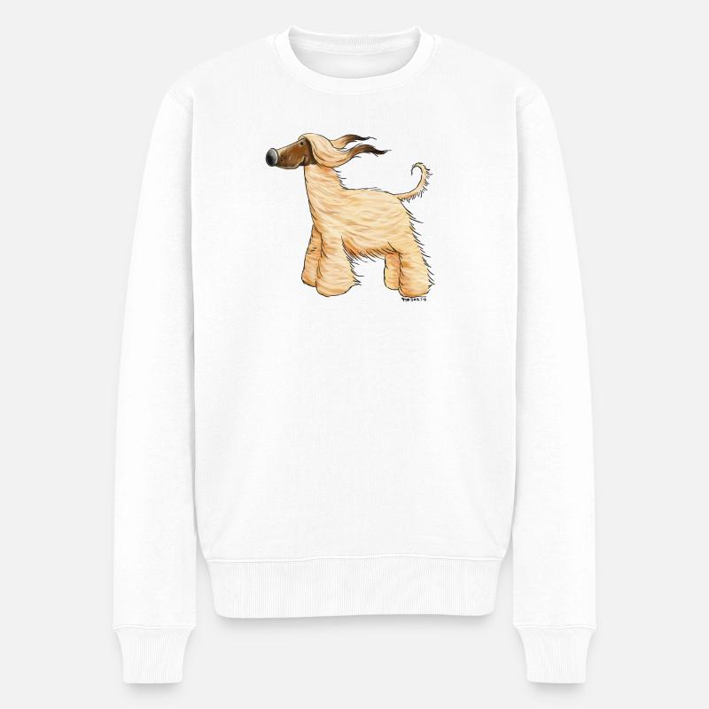 Drolliger Afghane - Afghanischer Windhund - Männer Premium Bio Pullover - Weiß