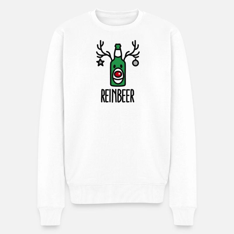 Reinbeer = Reindeer + Beer - Männer Premium Bio Pullover - Weiß