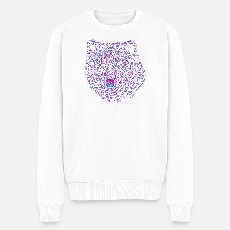 Bär in pink-türkis,Weihnachsbär - Männer Premium Bio Pullover - Weiß