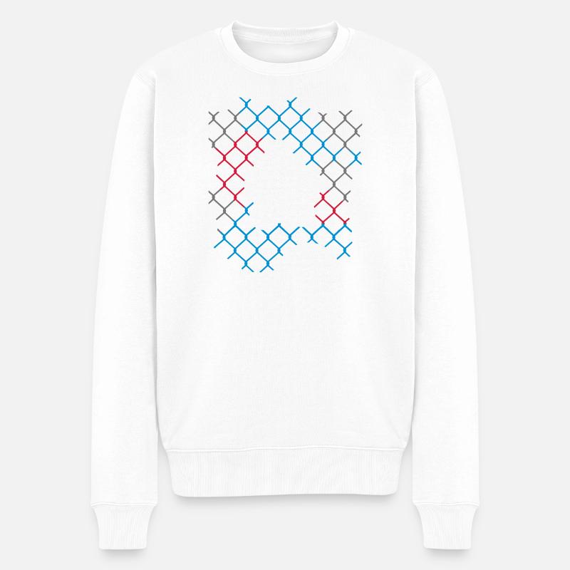Loch im Maschendrahtzaun - Männer Premium Bio Pullover - Weiß