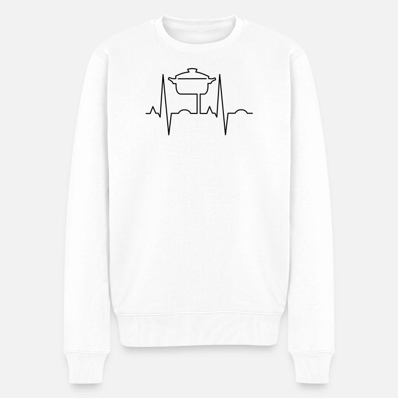 Battement de cœur avec pot - Pull Premium bio Homme - blanc
