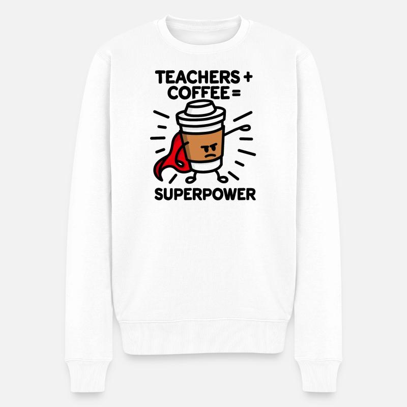 Professeurs + café = superpower superhero - Pull Premium bio Homme - blanc