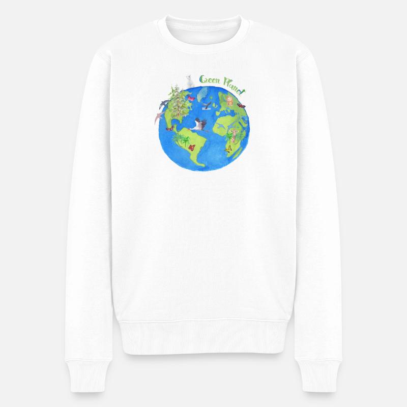 Green Planet - Planet - Männer Premium Bio Pullover - Weiß