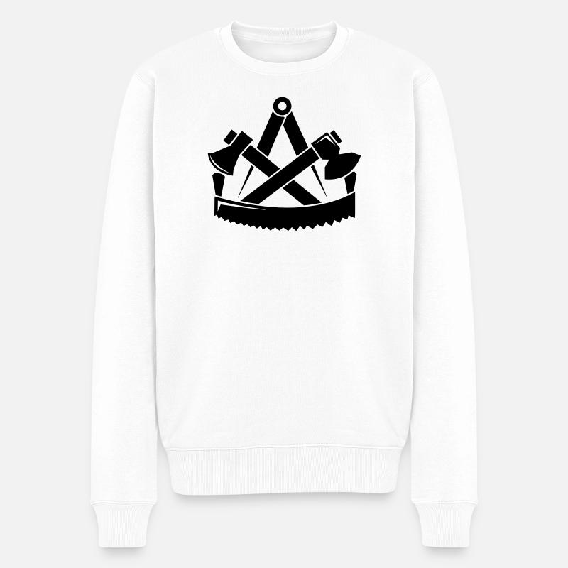 Zimmerer Zunftzeichen - Zimmermann Zunft - Männer Premium Bio Pullover - Weiß