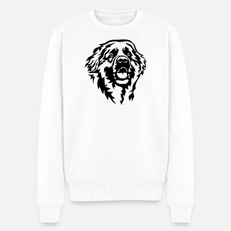 Leonberger Kopf - Männer Premium Bio Pullover - Weiß
