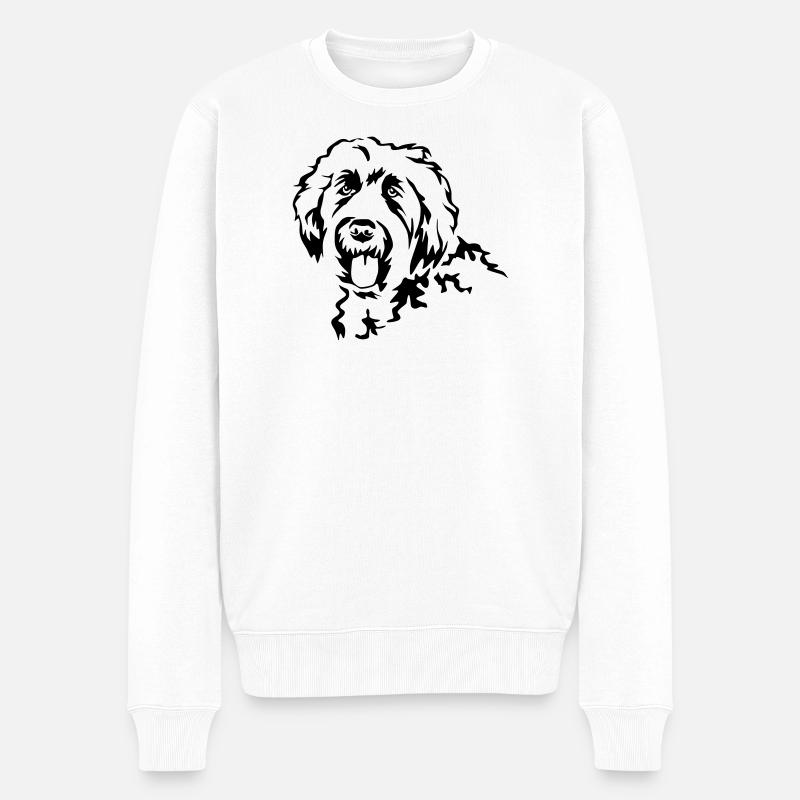 Tête Labradoodle - Pull Premium bio Homme - blanc