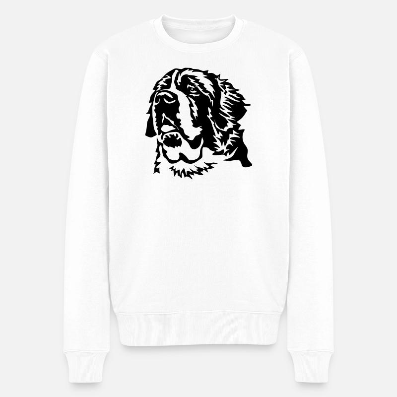 Bernhardiner Kopf - Männer Premium Bio Pullover - Weiß