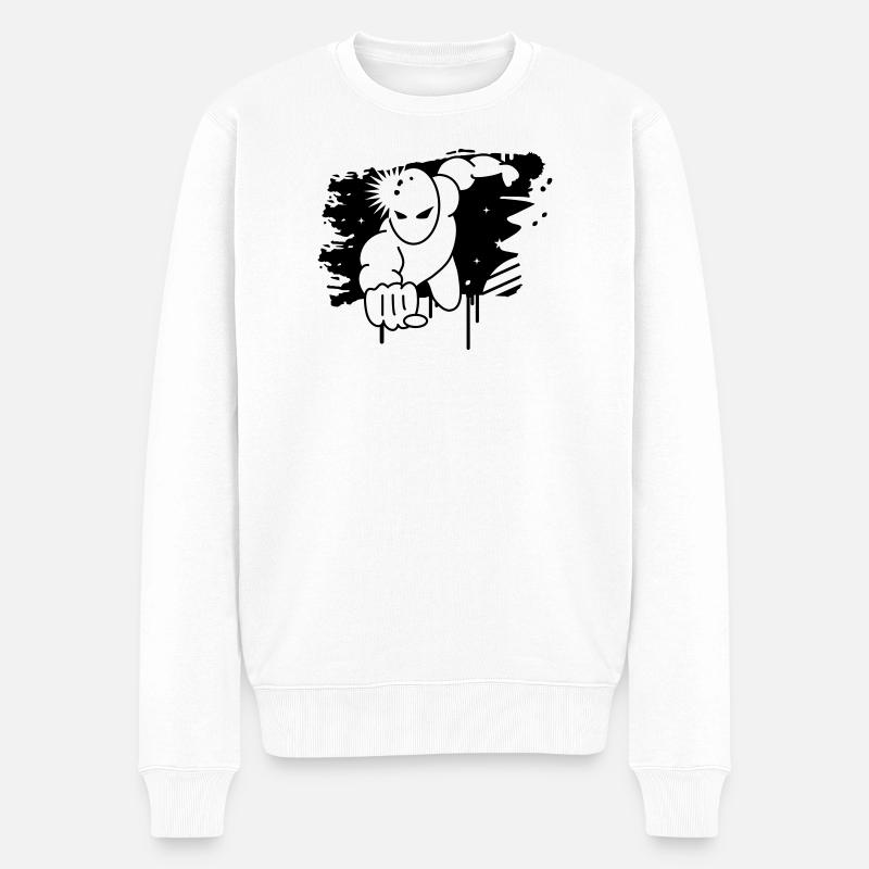 Superheld Graffiti - Männer Premium Bio Pullover - Weiß