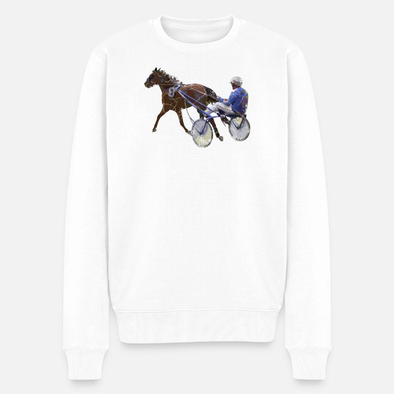 Cadeau de course de chevaux de course au trot - Pull Premium bio Homme - blanc