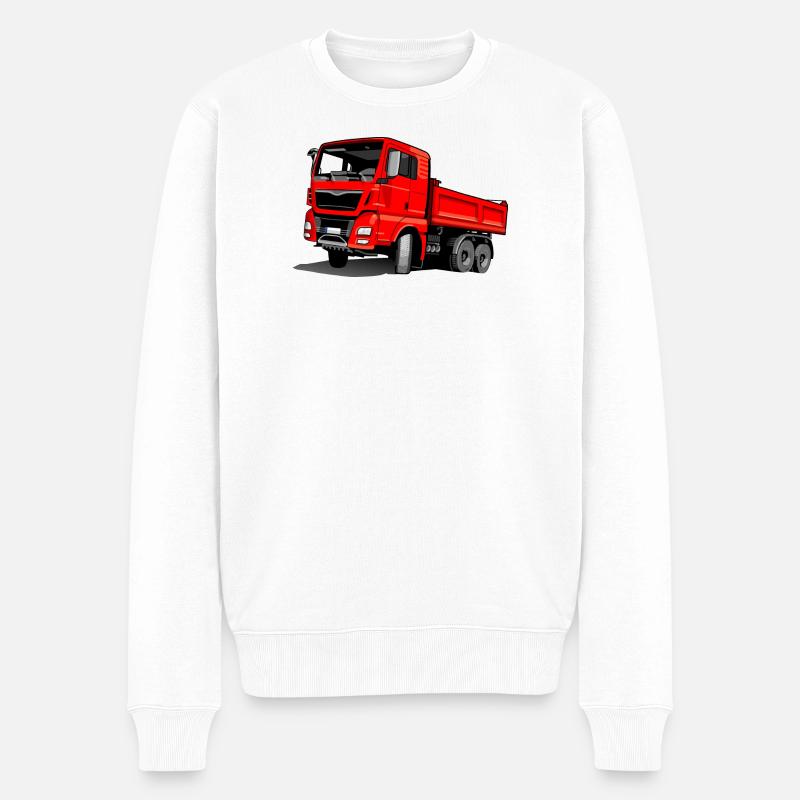 LKW rot - Männer Premium Bio Pullover - Weiß