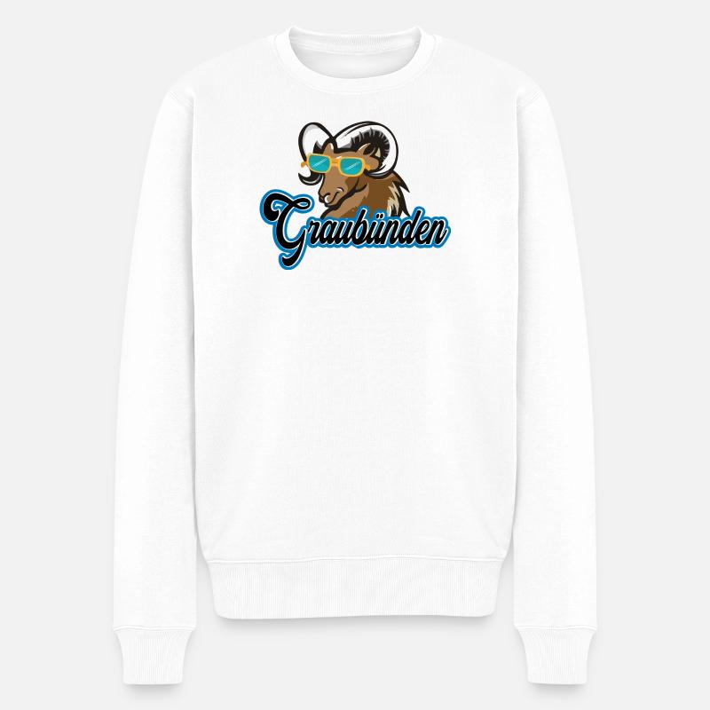 Graubünden Steinbock Stil - Männer Premium Bio Pullover - Weiß