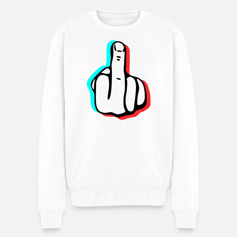 Fuck Finger - Männer Premium Bio Pullover - Weiß