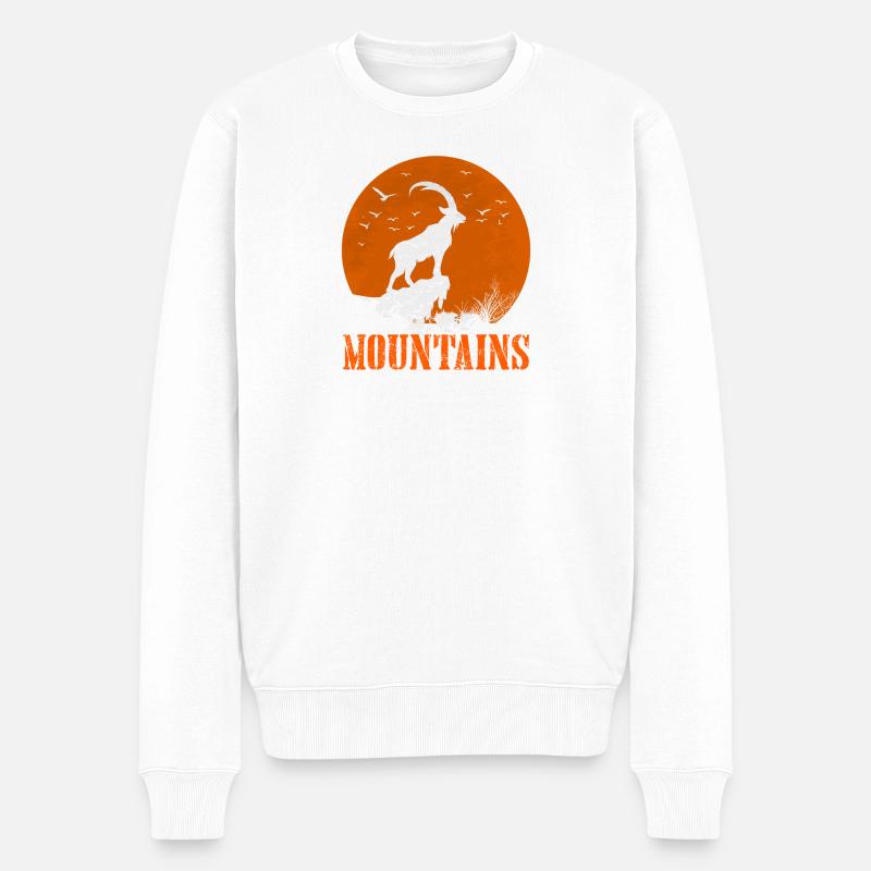 Steinbock am Sonnenkreis - Männer Premium Bio Pullover - Weiß
