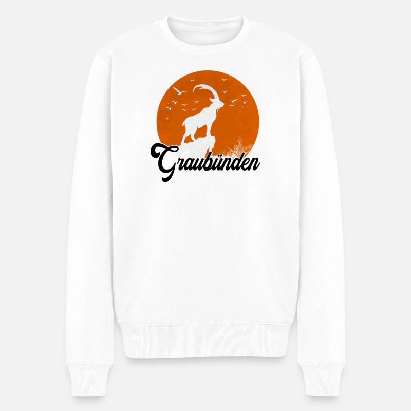 Graubinden Mondsilhouette - Männer Premium Bio Pullover - Weiß