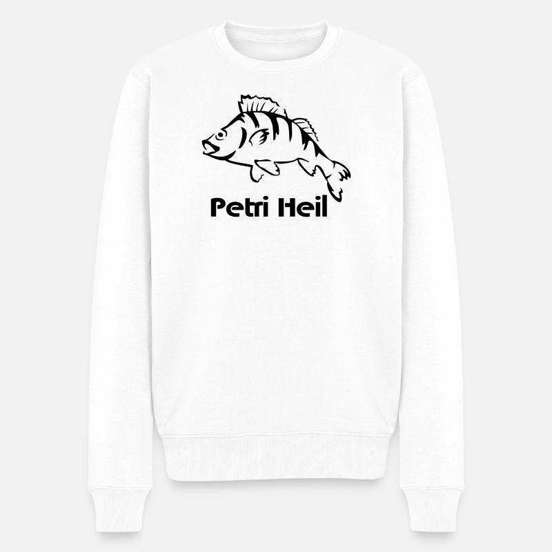 Barsch Angler - Männer Premium Bio Pullover - Weiß