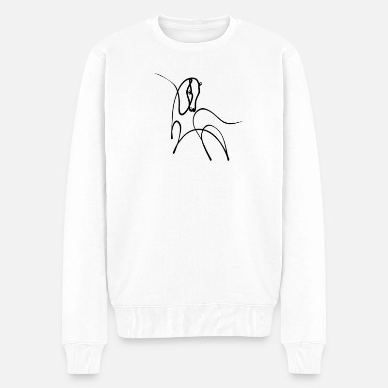 Pony One Line Art - Pull Premium bio Homme - blanc
