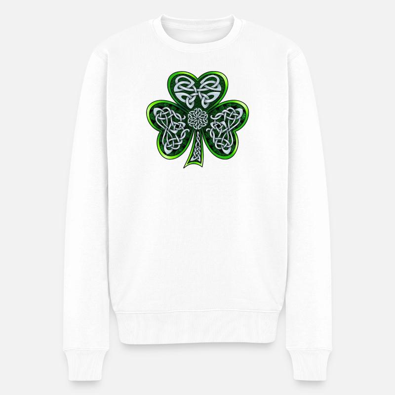 Keltisches Kleeblatt - Männer Premium Bio Pullover - Weiß