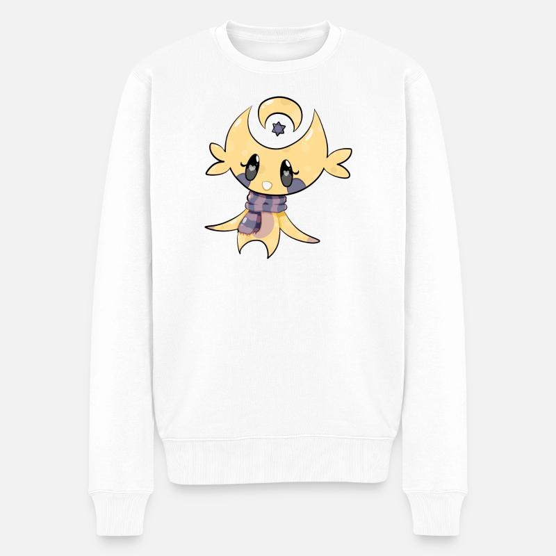 Moonpie, der freundliche Mondmann - Männer Premium Bio Pullover - Weiß