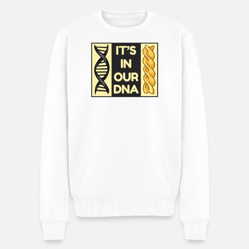 Spaghetti Nudeln Pasta DNA Sprüche Statement Essen - Männer Premium Bio Pullover - Weiß