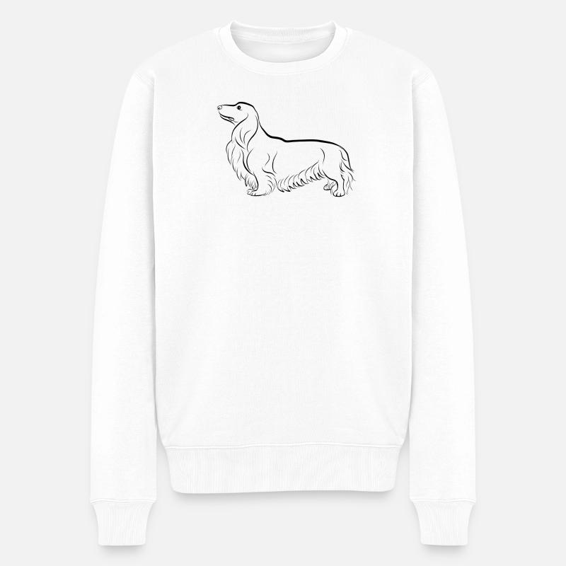 Langhaardackel - Männer Premium Bio Pullover - Weiß