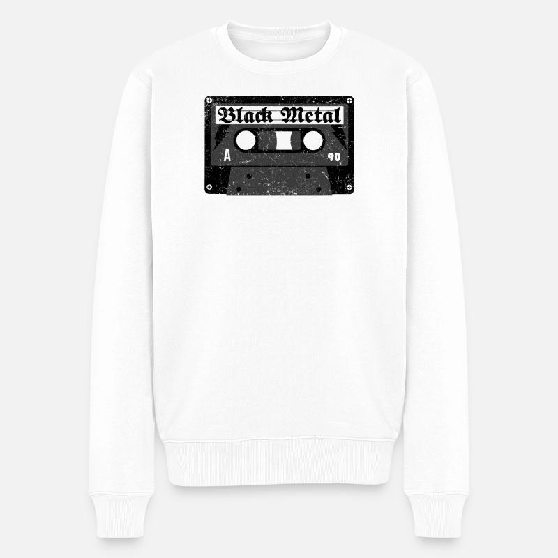 Black Metal Kassette - Männer Premium Bio Pullover - Weiß