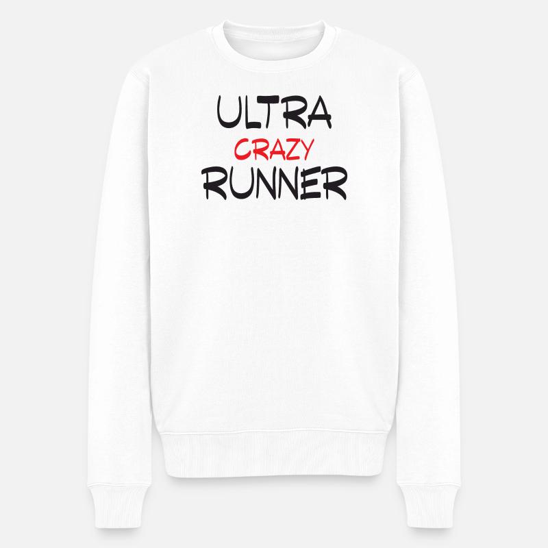 Ultra verrückter Läufer - Männer Premium Bio Pullover - Weiß
