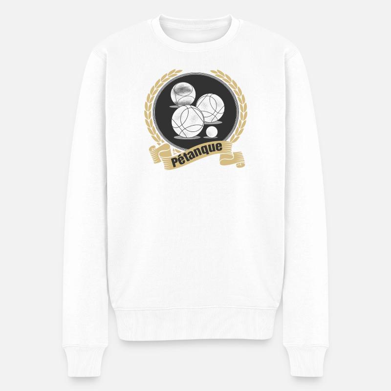Pétanque Boule Kugel Spiel Petanque Sport Turnier - Männer Premium Bio Pullover - Weiß