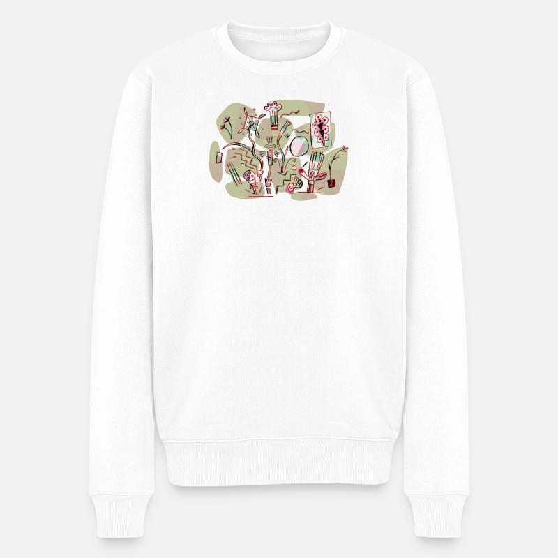 Abstrakte Farb-Chaos Illustration - Männer Premium Bio Pullover - Weiß