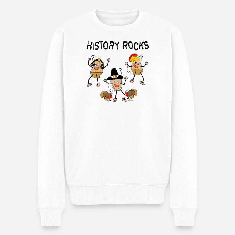Geschichte rockt - Männer Premium Bio Pullover - Weiß